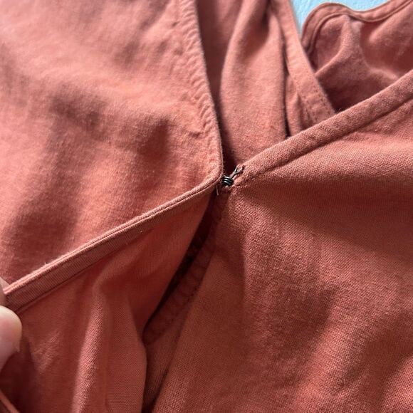 Abercrombie & Fitch Rust Orange Wrap Top | Deep V-Neck Tie Back Blouse | Size L - Picture 7 of 7